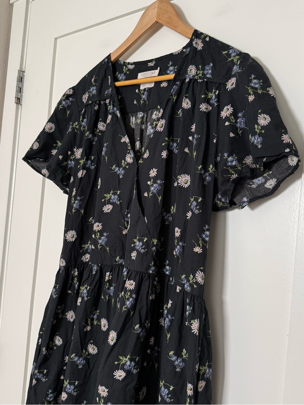 Christy Dawn Farm To Closet Midi Dress XL Navy Floral Short Sleeve Cottagecore - Picture 2 of 13